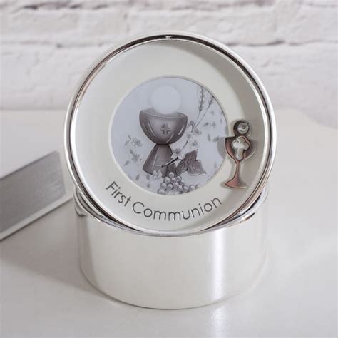 first communion engraved metal box|communion decorated boxes.